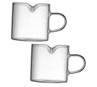 LIGIGWASH 2 piezas Tazas de Espresso de Vidrio Borosilicatado con Asa y Doble Boquilla Medidor de Café Transparente para Accesorios de