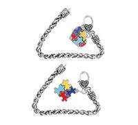 LIGIGWASH 2piezas Pulsera De Rompecabezas Creativa Para Autismo Pulseras De Aleación De Zinc Dijes Cadena De Mano De Concienciación Decoración De De Rompecabezas Para Eventos De Apoyo Al Aut
