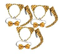 LIGIGWASH 3 juegos Accesorios Tigre para Disfraz Infantil y Adulto Diadema con Orejas y Pajarita Cómodos y Fáciles de Usar para Fiestas y Halloween