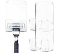 LIGIGWASH 3 piezas Organizador Transparente de Pared para Baño Soporte Adhesivo para Maquinillas de Afeitar y Accesorios de Almacenamiento Multifuncional para Mantener el Baño Organizado