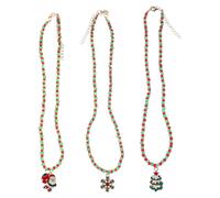 LIGIGWASH 3piezas Collar de Navidad Santa Claus Colgante de Árbol de Navidad Cadena de Collar de Cuentas Joyería Navideña para Decoración de Vacaciones de Invierno