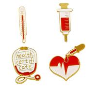 LIGIGWASH 4 piezas Broches Médicos Diseño de Estetoscopio Termómetro Inyector Pines para Ropa de Mujer Accesorios Temáticos de Salud Duraderos y Creativos