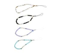 LIGIGWASH 4 piezas Correa de Muñeca para Móvil con Cuentas de Arcilla Polimérica Colgante Anti-pérdida para Teléfono Diseño Love para Mujeres y Niñas