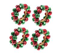 LIGIGWASH 4 Piezas Servilleteros Navideños de Campana Pequeña Rojo y Verde de Accesorios para Servilletas Decoración para Mesa de Restaurante y Fiesta de Navidad