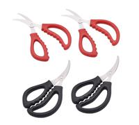 LIGIGWASH 4 Piezas Tijeras de Cocina Multifunción Acero Inoxidable para Carne y Mariscos de Negro y Rojo Cortadoras Resistentes y Prácticas para Uso Doméstico