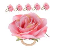 LIGIGWASH 6 Piezas Anillos de Servilleta con Diseño de Rosa Artificial Soporte Floral y Reutilizable para Decoración de Mesa Bodas Fiestas y Banquetes