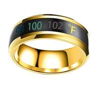 LIGIGWASH Anillo Inteligente de Temperatura Inoxidable para Parejas Joyería Unisex Elegante Anillo Digital Resistente y para Bodas y Compromisos Color Plateado