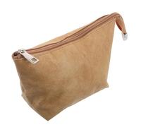 LIGIGWASH Bolsa de Maquillaje de Papel Sintético Cremallera, Neceser Portátil para Viaje, Tamaño Mediano, Color Natural, Organizador Ligero para Cosméticos y Artículos de Tocador