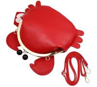 LIGIGWASH Bolso Bandolera de PU Forma de Cangrejo y Cierre de Beso Adecuado para Fiestas y Uso Diario Diseño Decorativo Soporte para Teléfono para Mujeres Jóvenes Color Rojo 17 X 12 CM