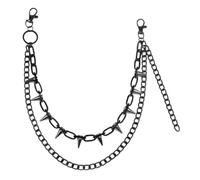 LIGIGWASH Cadena Para Pantalones Hip Hop Punk Con Tachuelas, Doble Capa Metálica Negra, Accesorio Gótico Para Hombres, Estilo Callejero Urbano, Diseño Resistente y Versátil