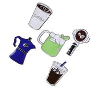 LIGIGWASH Cafetera Broche Creativo de Aleación, 5 Piezas Broches para Suéter y Mochila, Pin de Café Decorativo para Obsequio para Aficionados al Café
