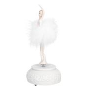 LIGIGWASH Caja Musical de Ballet Giratoria de Resina Color Marfil Figura de Bailarina para Decoración Romántica en Sala de Estar y Festivales