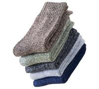LIGIGWASH Calcetines CáLidos De Invierno Para Hombre 5 Pares Altos Hasta El Tobillo Gruesos Y Suaves Medias TéRmicas Para Clima FríO Y Uso Diario