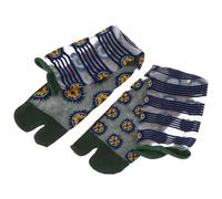 LIGIGWASH Calcetines de Verano para Niñas de Dos Dedos Elásticos y Transpirables Diseño Floral Artístico Color Verde Oscuro Ideales para Usar Chanclas y Garantizar Comodidad y Frescura