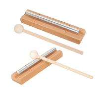 LIGIGWASH Campanas de Meditación Instrumento de Percusión Manual Afinado Juego de 2 de Metal Mindfulness Base de Madera y Práctica de Atención Plena para Yoga en Clases y Reuniones