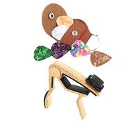 LIGIGWASH Cejilla Para Guitarra Acústica y Eléctrica Color Madera Clara 1 Capo, 6 Púas De Guitarra y Porta Púas, Accesorio Musical Práctico Para Afinación y Rasgueo, Set De 8 Piezas
