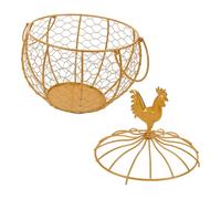 LIGIGWASH Cesta Metálica para Huevos Dorada de Herrería Artesanal Organizador Rústico de Mesa para Cocina Vintage Cesta Multiusos para Almacenar Huevos Frescos Frutas y Pan