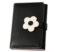 LIGIGWASH Clip de Dinero del Estudiante Floral Dama Femenino Llave Chicas Joven Billetera Monedero Bolso de niña Cartera con Estampado de Flores Cartera pequeña para Mujer Cuero PU Negro