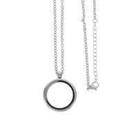 LIGIGWASH Colgante Medallón de Acero Inoxidable 25mm con Bisel Redondo y Tapa de Vidrio Transparente, Collar con Cadena y Mecanismo de Tornillo para Recuerdos, Fotos y Bricolaje