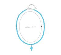 LIGIGWASH Collar Gargantilla Turquesa con Colgante de Cristiana para Mujeres y Niñas Diseño Único y Cómodo para Diario y Fiestas