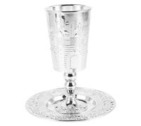 LIGIGWASH Copas Shabbat de Aleación de Zinc con Platillo Juego Copa Kiddush Retro para Vino Judías de Fe y Tradición