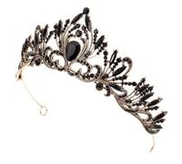 LIGIGWASH Diadema Novia Barroca con Cristales Brillantes Accesorio Cabello Elegante para Bodas y Fiesta Tocado Minimalista Antiguo y Negro Detalle Glamuroso para Invitadas y Princesas