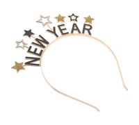 LIGIGWASH Diadema para Año 2026 Negra y Dorada Letras de Cristal Happy New Year”, Accesorio de Fiesta para Mujer, Diadema Elástica y Ligera para Celebración de Nochevieja