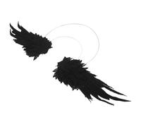 LIGIGWASH Diadema Renacentista de Novia Halo de Luna y Alas Angelicales Negras, Tocado Ligero Hecho a Mano para Disfraces, Carnaval y Fiestas de Halloween