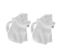LIGIGWASH Jarra de Cerámica para Crema y Salsa Forma de Animal, Pequeña 2 Unidades, Material Cerámico de Color Claro, Asa, para Leche y Aderezos, Uso en Hogar, Cafetería y Restaurante