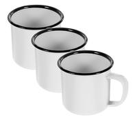 LIGIGWASH Juego de 3 Tazas Pequeñas de Esmalte Blanco Retro para Beber Té y Vino, Diseño Simple y Estructura Estable, No se Deforman, Ideales Hogar y Viajes