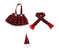 LIGIGWASH Juego de Traje Navideño para Botella de Vino Funda Divertida a Cuadros Rojo y Negro Bufanda y Gorro de Lana para Decoración Festiva y Protector de Botellas Pequeñas