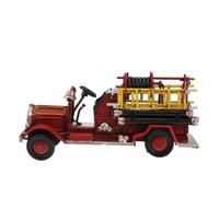 LIGIGWASH Mini Camión de Bomberos Rojo Artesanía Retro Vintage de Hierro Forjado Decoración Creativa para Mesa y Colección en Hogar u Oficina