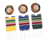 LIGIGWASH Mini Sombreros Mexicanos para Botella y Bufandas de Algodón y Paja, Decoración para Botellas de Vino y Cerveza, Juego 6 Piezas, Fiesta Mexicana, Cumpleaños y Reuniones Familiares