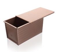 LIGIGWASH Molde para Pan con Tapa de Acero al Carbono, Caja de Tostadas Antiadherente Ondulada, Color Dorado, Utensilio para Hornear Casero Adecuado para Pan y Sándwich en Cocina Doméstica