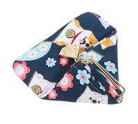 LIGIGWASH Monedero para Mujer con Estampado de Gato y Cierre Magnético Billetera Triangular de Algodón con Japonés Tarjetero Multifuncional y Portamonedas Compacto Azul con Diseño Maneki