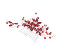 LIGIGWASH Peineta decorativa para novia, accesorio para el cabello de boda con cristales y rubíes, para recogidos, bodas y eventos formales