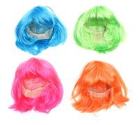 LIGIGWASH Pelucas de Cosplay Bob Brillantes para Adultos Unisex Talla Única Colores Verde Azul Naranja y Rosa para Fiestas de Disfraces y Carnavales 4 Piezas