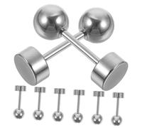 LIGIGWASH Pendientes de Acero Inoxidable Minimalistas, Tachuelas de Plata Geométricas, Pack de 8 Piezas para Mujer, Cierre de Rosca Plano, Color Acero, Uso Diario y Ocasiones Obsequios