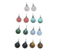 LIGIGWASH Pendientes De Botón Piedra Natural Mixtos Turquesa y Ojo De Tigre Set 7 Pares Para Mujer Uso Diario Bodas Fiesta Elegante Tamaño Compacto Ligero