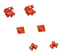 LIGIGWASH Pendientes de Botón Rojos en Set de 3 Pares Diseño Chino Conejo y Lazo Pendientes de Moda para Mujer Accesorios para Año Chino y San Valentín Acero Inoxidable Hipoalergénico