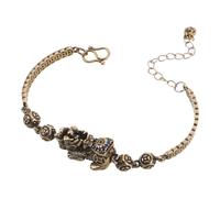 LIGIGWASH Pulsera de Latón Vintage Pi Yao para Parejas, Joyería China Hecha a Mano, Pulsera Suerte Tradicional con Amuleto Protector, Accesorio Simbólico para Relaciones y Ocasiones