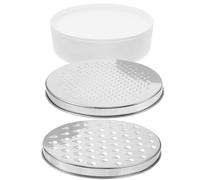 LIGIGWASH Rallador de Queso y Verduras Acero Inoxidable con Recipiente Ovalado Blanco, 3 Piezas con 2 Cuchillas Plateadas, Herramienta Multifuncional para Cocina y Preparación de Alimentos