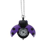 LIGIGWASH Reloj de Bolsillo Pequeño Colgante de Mariquita Morado Accesorio Vintage para Niñas Diseño de Cuarzo Preciso y Llavero Decorativo para Bolso