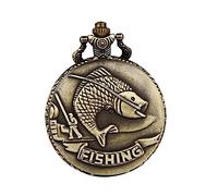 LIGIGWASH Reloj De Bolsillo Vintage De Aleación y Cuarzo Diseño De Carpa En Relieve, Clásico De Bronce, Unisex para Pesca y Uso Diario, Ligero y Resistente, Estilo Antiguo