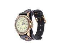 LIGIGWASH Reloj de Pulsera Mujer Esfera Romana Vintage, Correa de Cuero Auténtico Negro, Movimiento de Cuarzo Preciso, Estilo Casual para Uso Diario y Obsequio Elegante