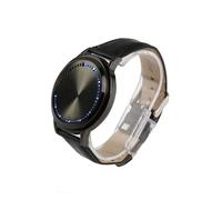 LIGIGWASH Reloj Digital Inteligente con Pantalla Táctil Led Esfera Redonda y Correa De PU Negra Ahorro De Energía Unisex para Uso Diario