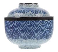 LIGIGWASH Tazón de Cerámica Tapa para Sopa de Miso, 250 Ml, Diseño Ondulado, Adecuado para Restaurantes y Hogares, Tazón Multifunción para Ramen y Arroz