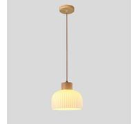 LIGKIN Lámpara Colgante Vidrio E27 Lámpara Techo Colgante Retro Pantalla de Vidrio Luz de Techo Madera Deco para Dormitorio Salón Cafetería, Ø20cm