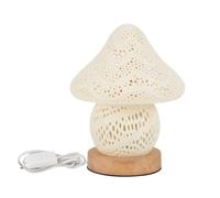 LIGKIN Lámpara de mesa Creativa Champignon Lámpara de noche Pantalla de Acrílico Pequeña iluminación Estética de madera para Dormitorio, Salón, Sala de lectura