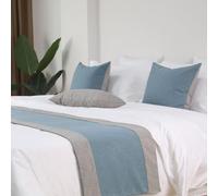 Liglue & Grey - Caminos de cama de 50 x 210 cm, mantas de lino de retazos para camas de 1,5 m, perfectas para decoración del hogar y hotel, accesorios de ropa de cama elegantes, toallas de cama